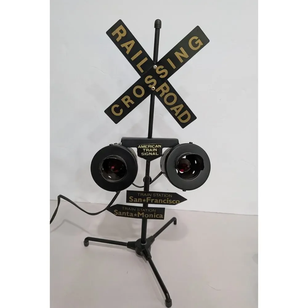 Vintage Train Railroad Crossing Signal Toy Flashing Red Lights Only